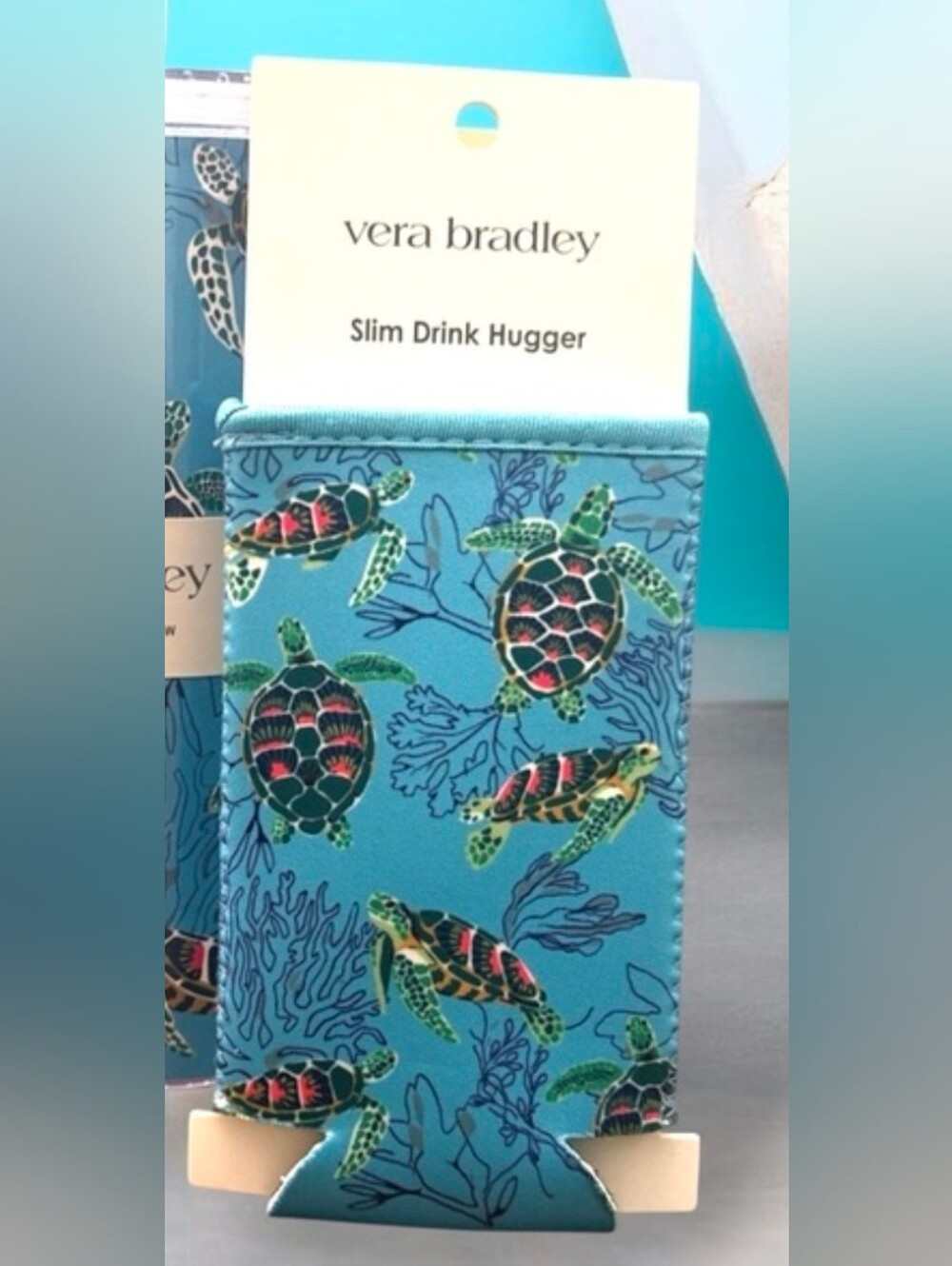 Vera Bradley Blue Sea Turtle Slim Drink Hugger